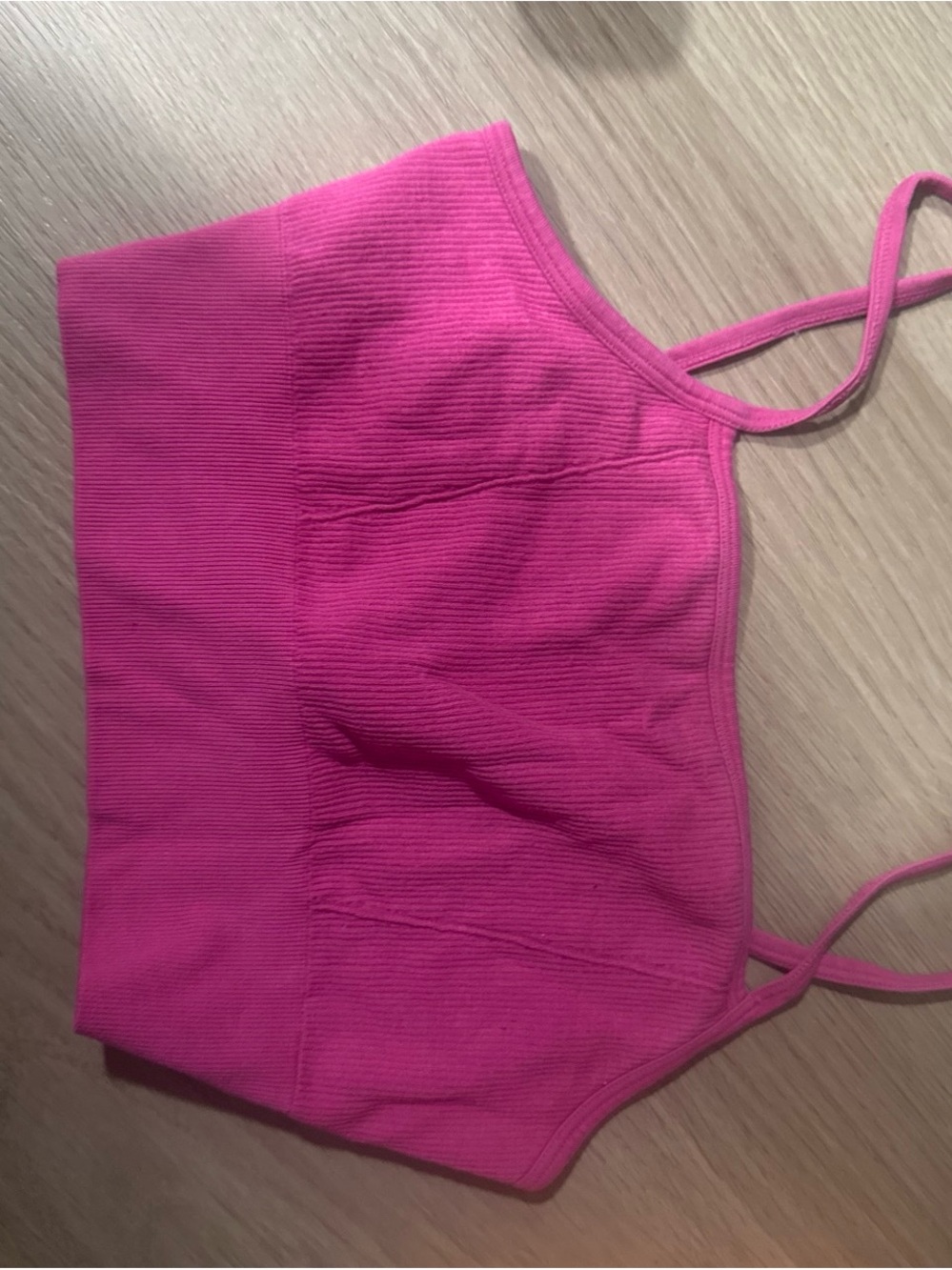 Fabletics Pink Ribbed Cropped Tank